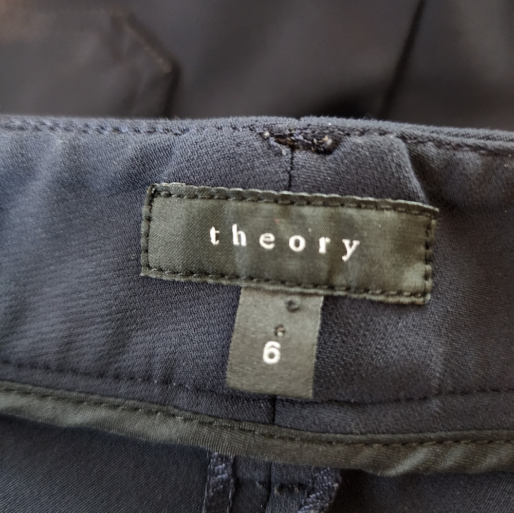 Theory Navy Blue Dantey Mandatory Buisness Career Pants Size 6 - Picture 8 of 11